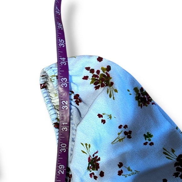 Aritzia Sunday Best Rachel Dress Light Blue Floral Sweetheart Puff Sleeve Size m - Picture 9 of 12